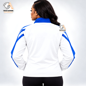 Veste de survêtement matelassée pour femmes Zeta Phi Beta Sorority Fraternity, blanche et bleue, manches longues, fermeture éclair sur le devant, coupe-vent, col montant - Product Image 2