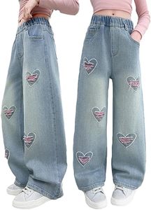 High <b>Waist</b> Wide Leg Heart Patch Denim <b>Jeans</b> Loose Fit Vintage Style Cute Harem Pants for Women Spring Casual Full Length - Product Image 2