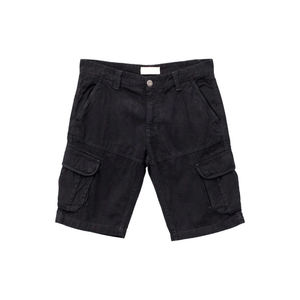 Men's <b>Black</b> Cargo Shorts Mid Waist Solid Color Canvas Casual Style Button Fly Breathable Pocket Design Bermuda Length - Product Image 2