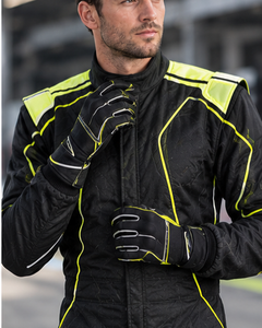 Men's Full Sleeve Motorcycle Racing Suit Black Neon Green Accents Polyester <b>Waterproof</b> Quick Dry Customized Team Name <b>All</b> Wear - Product Image 4
