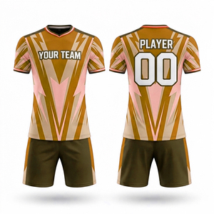 Ensembles d'uniformes de football à manches courtes personnalisés, imprimés par sublimation de haute qualité, nouveau design, séchage rapide pour adultes - Product Image 6