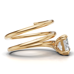 Bague en spirale avec émeraude et diamant cultivés en laboratoire certifiés IGI, or 18 carats, bague de fiançailles solitaire moderne - Product Image 3