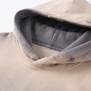 Men's Vintage Gradient Pullover Hoodie Oversized Washed <b>Fleece</b> <b>Sweatshirt</b> with Kangaroo Pocket Polyester/Cotton 320g Breathable - Product Image 3