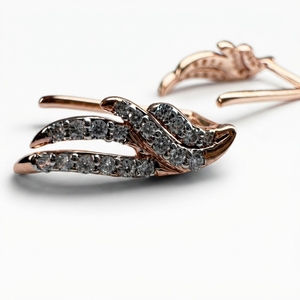 Round Lab Grown & Natural Diamond <b>Earrings</b> in 9K Rose Gold | 0.51 CT Women's <b>Fine</b> Jewelry - Product Image 3