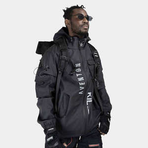 Wholesale Mens Techwear <b>Jacket</b> Tactical Urban Streetwear Waterproof Windbreaker Multi-pocket Functional Cyberpunk Cargo Coat - Product Image 2