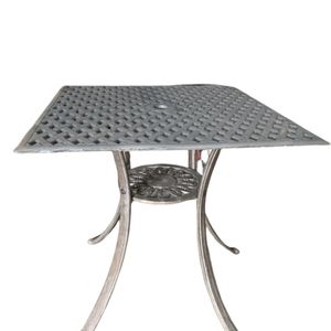 Traditional Iron Coffee <b>Table</b> with Lattice Top and Decorative Base Waterproof Cushions for Courtyard Use - Product Image 1