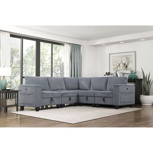 Modern Modular Armless <b>Chair</b> for Living Room Dark Gray <b>with</b> <b>Storage</b> Corduroy Fabric Upholstery 1pc - Product Image 5