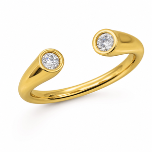 Bague tendance pour femme en or jaune 18 carats avec double solitaire ouvert et diamants brillants de laboratoire certifiés IGI, bijoux personnalisés OEM ODM - Product Image 1