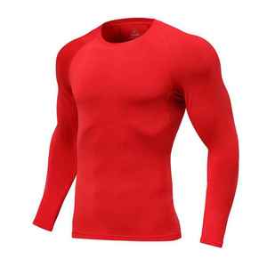 T-shirts à manches longues en toile unie pour hommes, coupe ajustée, personnalisables en gros - Chemises de sport d'extérieur de haute qualité, séchage rapide et respirantes - Product Image 1