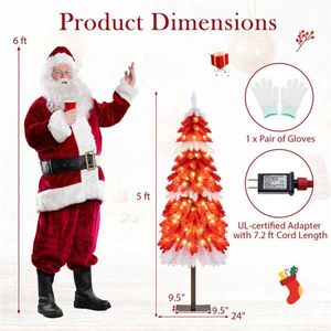 Albero di Natale Realistico da 1,5 m per Strawberry Shortcake, 301 Rami, 100 LED Bianco Caldo, Personalizzato Rosso+Bianco+Marrone in PVC/Metallo - Product Image 5