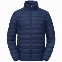 Veste coupe-vent d'hiver pour homme, design personnalisé OEM 2025, 100% polyester, col montant, logo sur le devant, rembourrage standard, chaude et décontractée