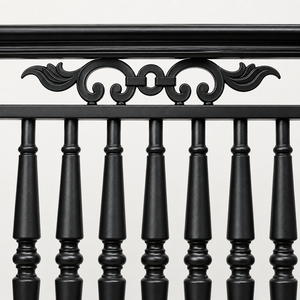 Panneau de balustrade en métal noir décoratif, balustre tourné en fer forgé, garde-corps à motif festonné pour escalier intérieur/extérieur et balcon - Product Image 4