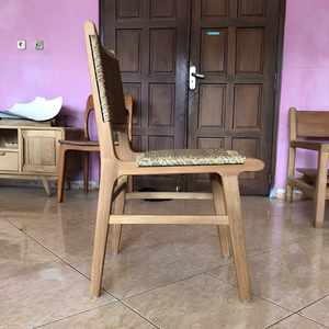 Chaise de salle à manger en bois de teck massif avec corde tressée, qualité commerciale, pour hôtels, restaurants, complexes hôteliers, fabriquée à Jepara, Indonésie, vente en gros - Product Image 2