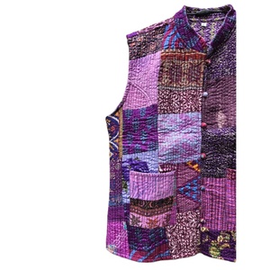 Chaqueta de Verano Unisex Hecha a Mano, Reversible, Ecológica, con Cuello en V, Decoración de Rayas, Acolchada y Transpirable, para Mujer - Product Image 2