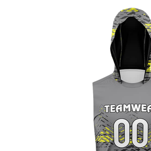 Maillot de football sans manches à capuche pour garçons Glitch 7v7, uniformes d'équipe personnalisés, impression abstraite sublimée, nom et numéro du joueur, entraînement - Product Image 6