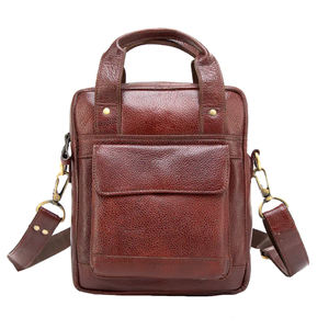 Sac à bandoulière pour homme en cuir véritable fait main avec logo personnalisé, fermeture éclair, imperméable, pliable, sacoche de bureau, sac messager - Product Image 2