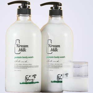 strong body wash <b>Cream</b> Milk Protein Body Wash White Musk Scent 1.1L 2 Pieces <b>Shower</b> Gels Made in Korea - Product Image 4