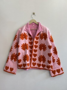 Chaqueta Bordada de Algodón TNT Estilo Indio, Color Rosa Bebé, Hecha a Mano, Estilo Boho para Mujer - Product Image 2