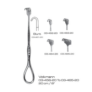 Écarteur chirurgical orthopédique Volkmann 20 cm, manuel, en acier inoxydable, instrument de classe I, usage hospitalier, certifié CE - Product Image 2