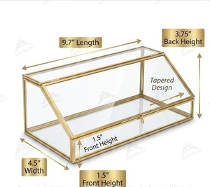 Boîte de présentation de bijoux en verre ARTINCO Classic Gold Frame avec fermeture à boucle et crochet, 9,7x4,5x3,75 pouces, présentoir de table - Product Image 1