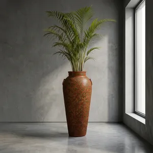 Grand pot de fleurs en fer peint de style rustique vintage, vase décoratif pour balcon, chambre, salon, jardin, décoration intérieure - Product Image 4