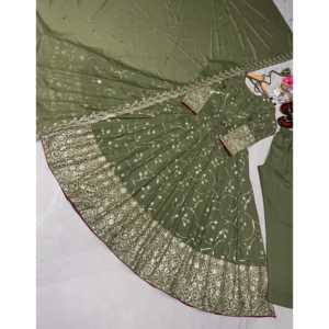 Vestido Anarkali elegante de diseñador con Dupatta y parte inferior para fiestas nocturnas - Product Image 2