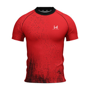 T-shirt de sport athlétique respirant à col rond et coupe ajustée pour homme, personnalisé par sublimation, à manches courtes, idéal pour la gym et les loisirs, avec évacuation de l'humidité - Product Image 5