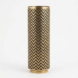 Jarrón de Latón Hecho a Mano de 13 cm de Altura, Latón Brillante Antiguo, Patrón Chevron, Decoración para el Hogar, Jarrón Cilíndrico Alto de Latón - Product Image 6