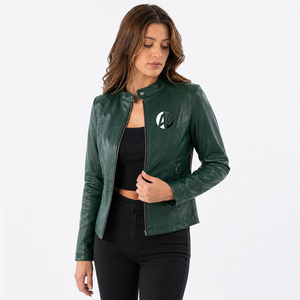 elegant <b>woman</b> leather <b>jacket</b> offering fashionable appeal <b>lightweight</b> comfort and durable construction <b>for</b> active lifestyles - Product Image 1
