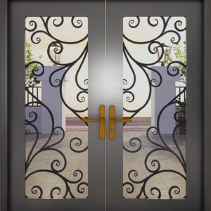 Styles de portes en fer forgé exquis : Portes en acier sécurisées pour les extérieurs de la maison, alliant l'art royal majestueux et une protection rigide. - Product Image 4