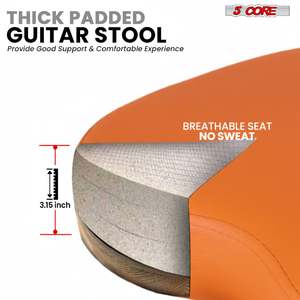 Taburete para Guitarra 5Core, Silla Acolchada de 3.15 Pulgadas con Respaldo, Asiento Musical Plegable con Reposapiés Integrado, Soporte para Guitarra - Product Image 2