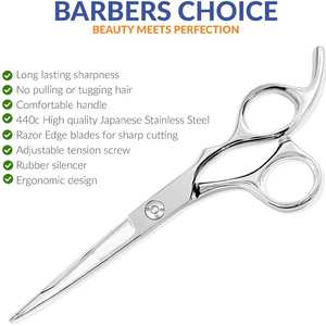 Tijeras de Peluquería Profesionales de Acero Inoxidable Clásicas con Hoja Recta Afilada y Mango Antideslizante para Peinar el Cabello - Product Image 2