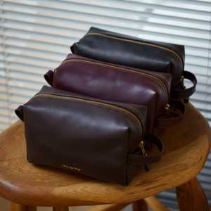 Vintage Genuine Leather Zipper for <b>Bag</b> for Men Cosmetic Organizer Travel Waterproof Grooming Case LTB-0178 - Product Image 1