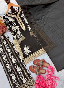 ชุดเดรสปากีสถานแบบ Palazzo Salwar ผ้าจอร์เจตต์ปักลายสวยงาม พร้อมขอบลูกไม้แฟนซี เหมาะสำหรับงานแต่งงาน แห้งเร็ว ป้องกันแสงแดด - Product Image 3