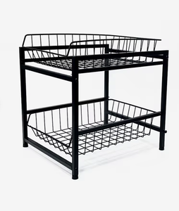 OEM/ODM Vietnam Double Layer Dish Drying Rack Metal Under Sink Organizer with Fruit <b>Vegetable</b> Storage Basket Shelf - Product Image 6