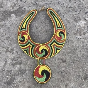 Collar y Pendientes de Cuentas con Borlas Multicapa Estilo Boho Étnico Africano Hechos a Mano por CRYSTAL CRAFT - Product Image 6