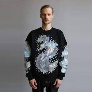 Winter Drop Shoulder <b>Rhinestone</b> Sweatshirts Men's Long Sleeve Pullover <b>Rhinestone</b> Sweat Shirts Men Crew Neck <b>Rhinestone</b> <b>Tops</b> - Product Image 3