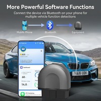 AUTOSCAN B25 Escáner Bluetooth OBD2 ELM327 Herramienta de Diagnóstico para Auto, Comprobación Completa del Sistema de Motor, ABS y Bolsas de Aire para iOS y Android, Color Gris