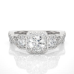 Bague halo en diamant cultivé en laboratoire certifié IGI, or jaune 14 carats, plaqué or, tige torsadée, bijoux de fiançailles de luxe pour femmes - Product Image 6