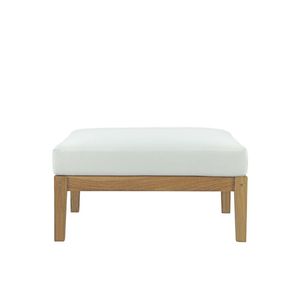 Pouf en bois Uva de style victorien moderne avec rangement et coussin en tissu blanc - Meuble de salon durable et écologique - Product Image 3
