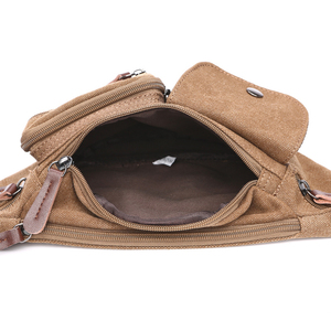 Sac banane unisexe personnalisable en toile bleue avec fermeture éclair et plusieurs poches pour usage quotidien - Product Image 6
