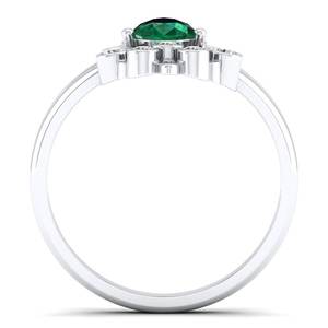 Anillos de Compromiso REYES de Lujo en Oro Sólido de 14K con Corte de Pera y Esmeralda de 0.75Ct, Venta al Por Mayor, Joyería Fina con Moissanita Certificada por GRA - Product Image 4