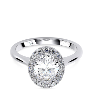 แหวนหมั้นเพชรทรงรี 1.5 กะรัต ทองคำขาว 10K ประดับเพชรแล็บโกรว์ ดีไซน์วงแหวนแบบ Halo ชุบโรเดียม หรูหรา เหมาะสำหรับงานแต่งงานและวันครบรอบ - Product Image 1