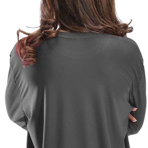 Active <b>Top</b> Long Sleeve <b>Women's</b> T-Shirt Dark Grey Color Breathable Quick Dry Lightweight Sports Gym Fitness Running Workout - Product Image 5