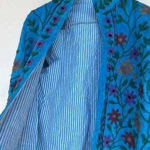 Embroidery Floral Velvet Inner Cotton Bohemian Style Winter Autumn Coat Street Wear Bomber Boho <b>Reversible</b> <b>Jacket</b> - Product Image 2