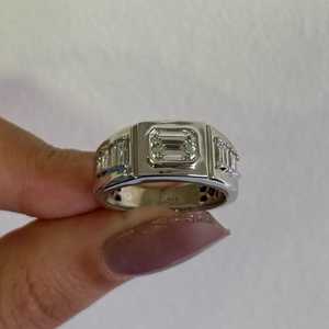 Emerald Cut Lab Grown Diamond Wedding Band 1.50 Carat <b>Men</b> Wholesale 14k 18k Gold Bezel <b>Set</b> Step Cut Engagement <b>Ring</b> Manufacturer - Product Image 6