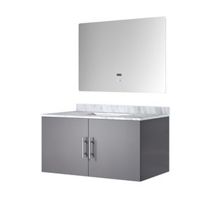 Grigio scuro 36 pollici. Mobile da bagno con lavabo da 22 pollici Piano in marmo di Carrara e 36 pollici. Specchi LED per Vanità da Bagno - Product Image 4