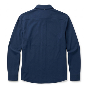 Camisas de Trabajo Técnicas Personalizadas para Hombre, Color Azul Marino, Tejido Elástico de Alto Rendimiento, Corte Ajustado, Transpirables, con Doble Bolsillo, para Primavera - Product Image 3