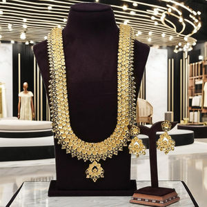 ชุดเครื่องประดับเจ้าสาวแบบยาวบรรจุทอง14K 18K 24K ชุดเครื่องประดับยาวแบบดั้งเดิมชุดเครื่องประดับแฟชั่นทองเหลืองทอง - Product Image 3