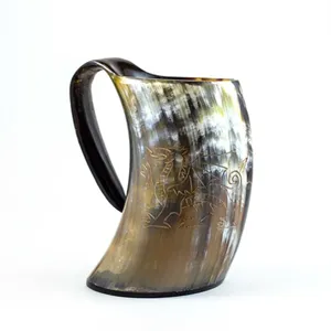 Taza para Beber Hecha a Mano de Cuerno de Búfalo, Forma Natural con Diseño de Dragón Tallado, Artículo Coleccionable - Product Image 6